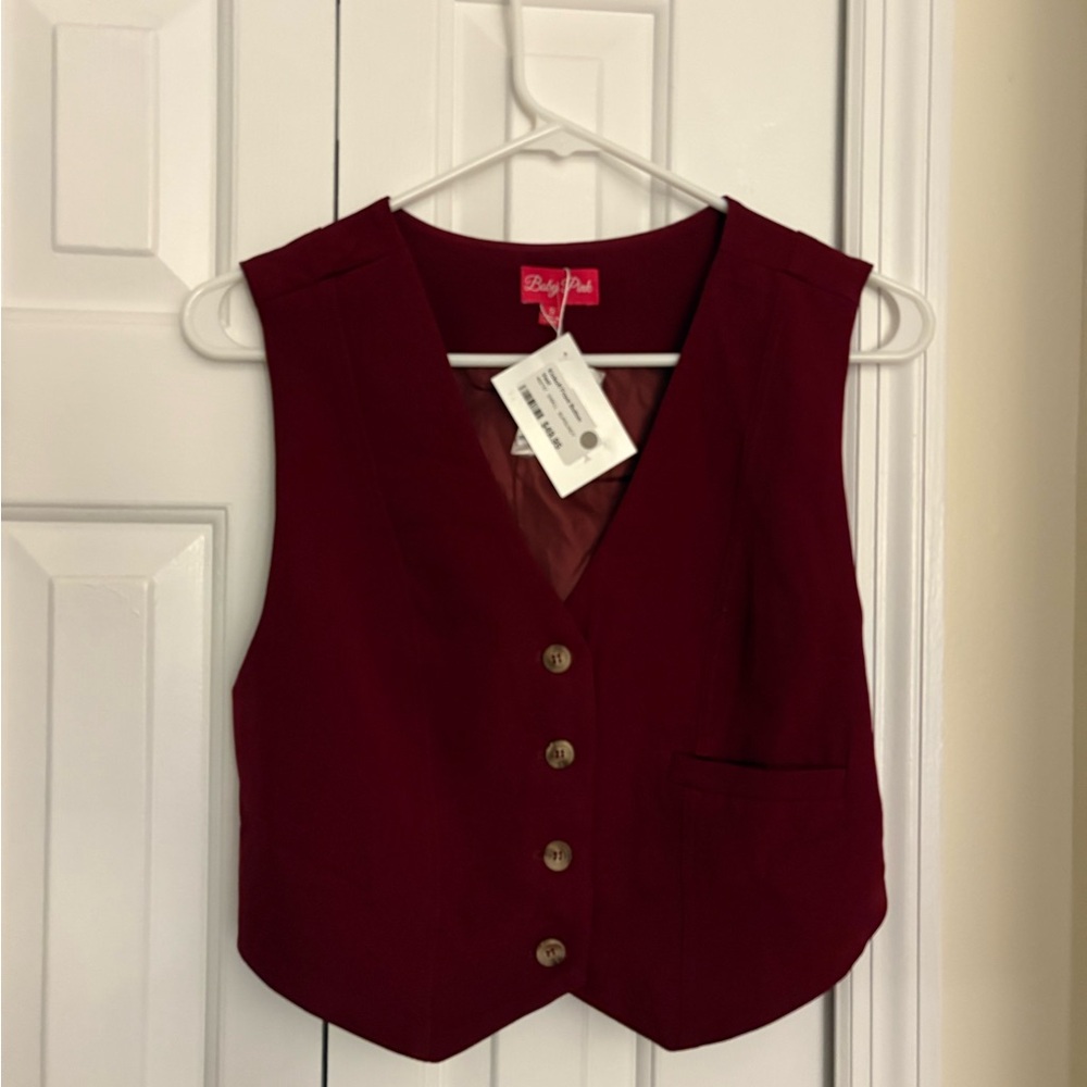Deep Red Button-Up Vest